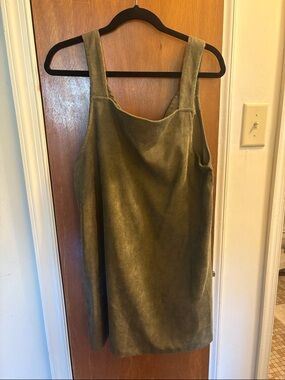 Olive Suede-Look Sleeveless Shift Dress